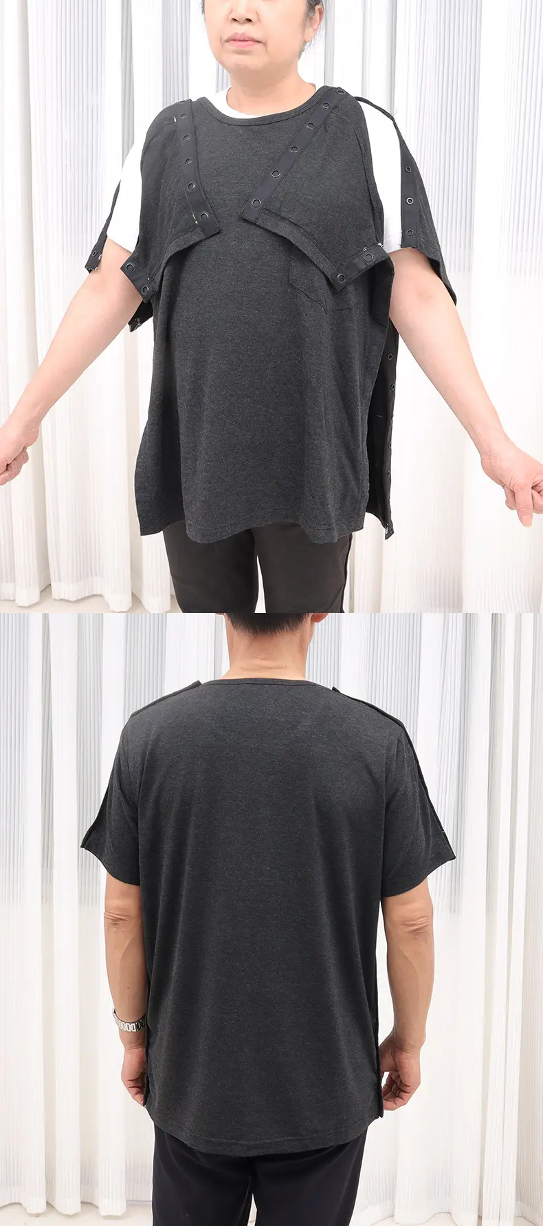 Men's Full Open T-Shirt Arm Upper Limb Post Op Free Hospital Gown — feature 15