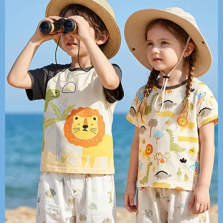 Baby T-Shirt Summer Set Boys Girls Cotton Patterned — feature 5