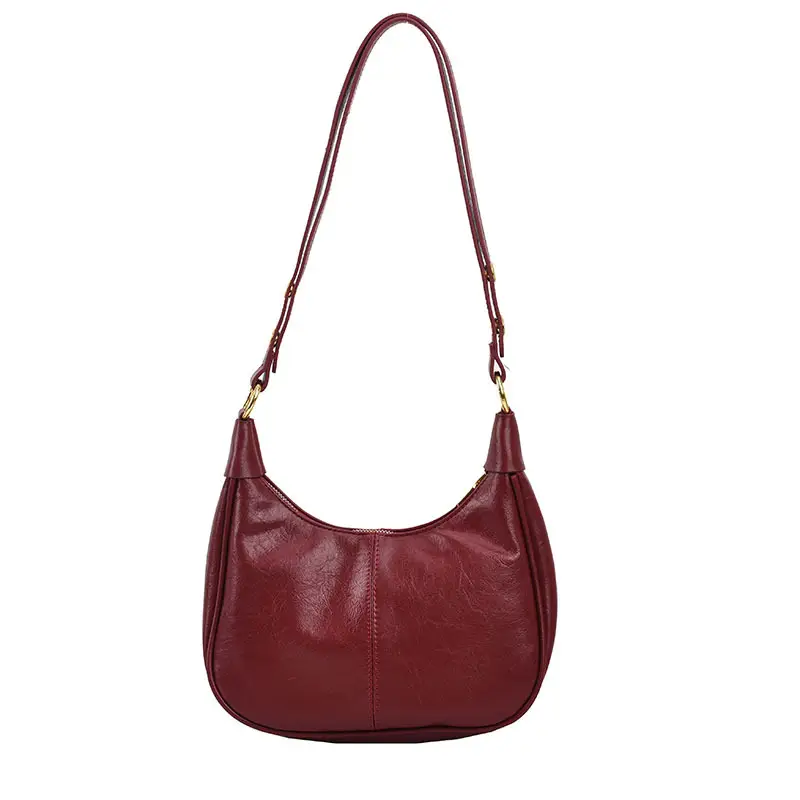 Red Leather Women's Shoulder Bag Large Capacity Crossbody - Image 3