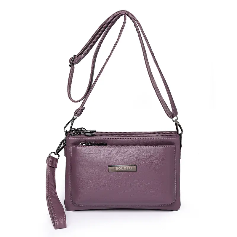 Blue Soft Leather Crossbody Bag for Women - Image 5