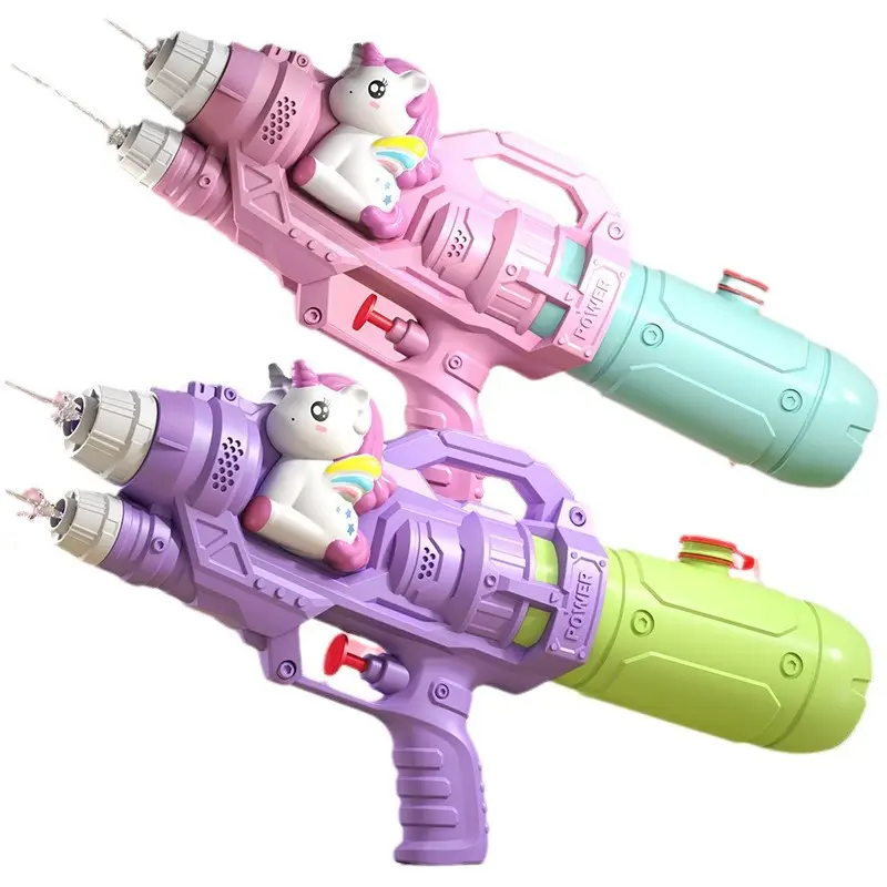 New children's water gun toy Net red double nozzle water gun pony dinosaur duck shark pull-out water gun