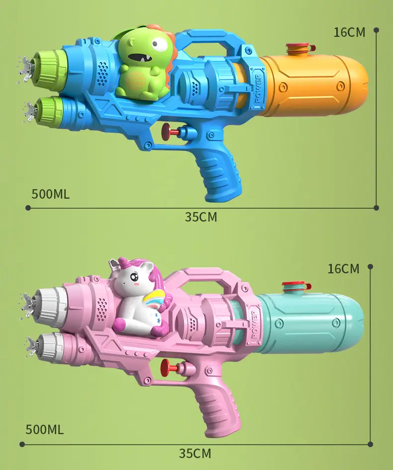 New children's water gun toy Net red double nozzle water gun pony dinosaur duck shark pull-out water gun — feature 12