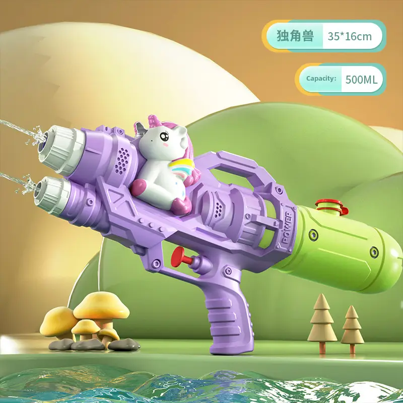 New children's water gun toy Net red double nozzle water gun pony dinosaur duck shark pull-out water gun
