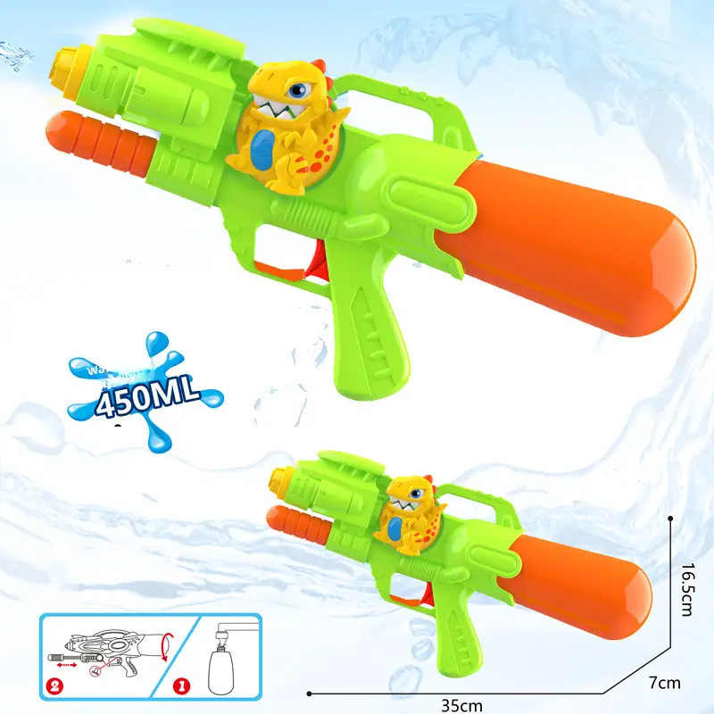 New children's water gun toy Net red double nozzle water gun pony dinosaur duck shark pull-out water gun