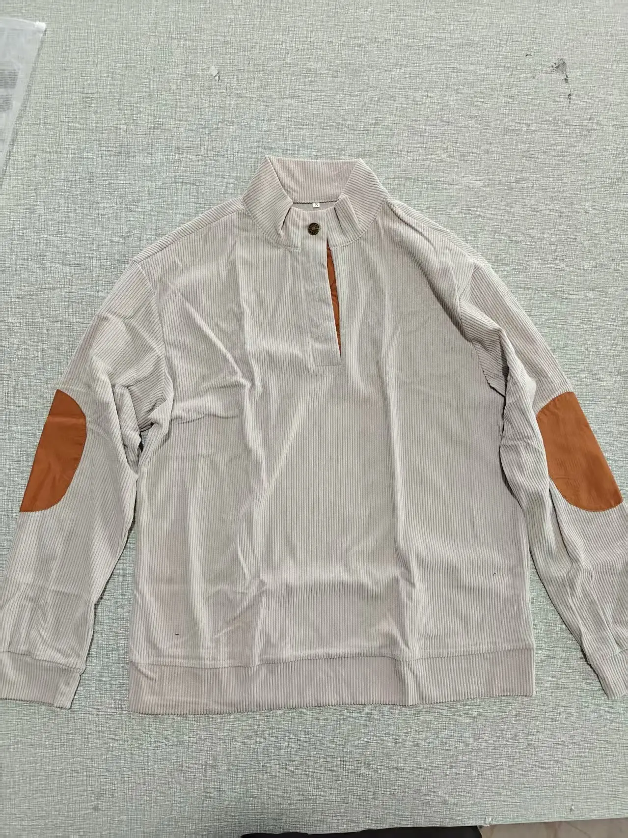 Men's Long Sleeve Corduroy Shirt with Leather Trim — feature 3