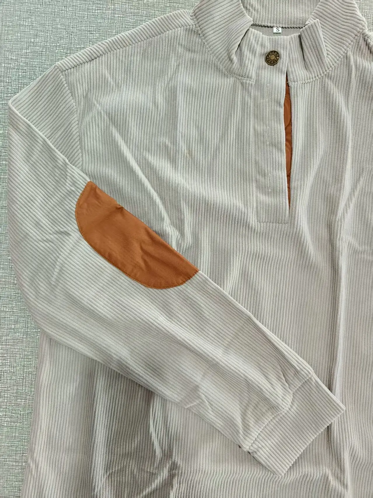Men's Long Sleeve Corduroy Shirt with Leather Trim — feature 4