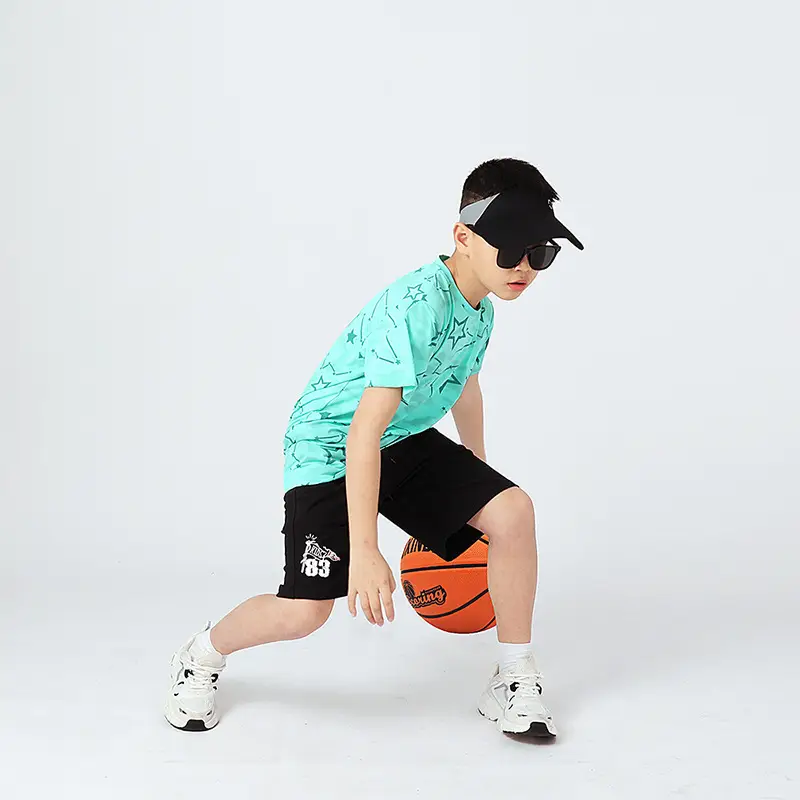 Kids Star Print T-Shirt Mint Green Boys Summer Wear - Image 7