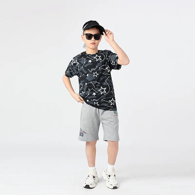 Kids Star Print T-Shirt Mint Green Boys Summer Wear - Image 8