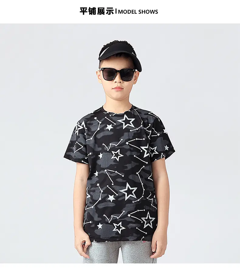 Kids Star Print T-Shirt Mint Green Boys Summer Wear — feature 36