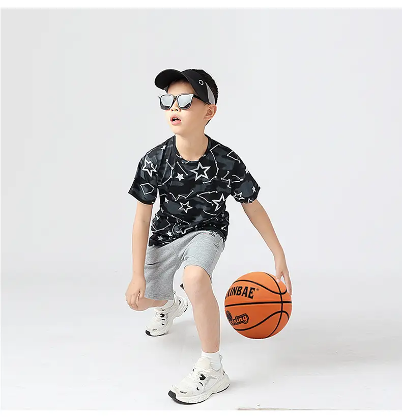 Kids Star Print T-Shirt Mint Green Boys Summer Wear — feature 38