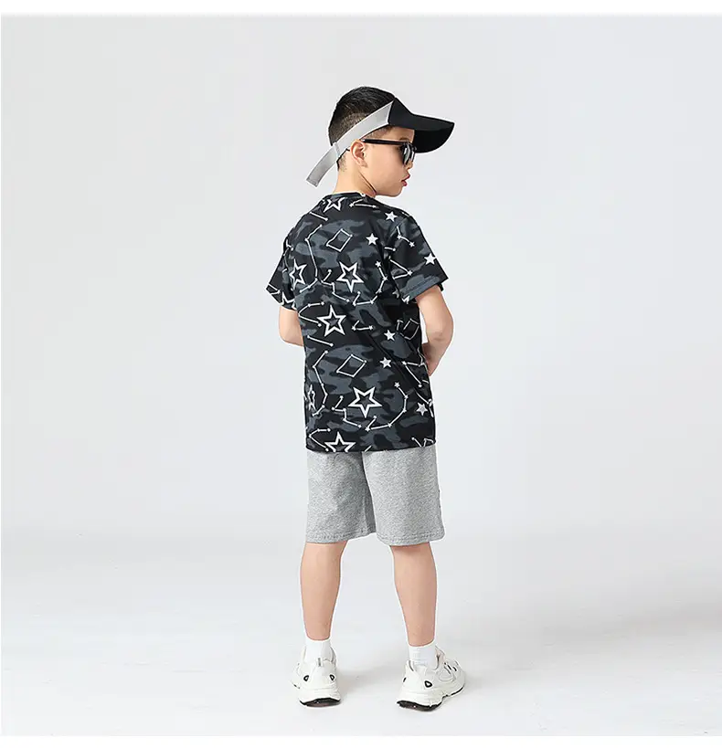 Kids Star Print T-Shirt Mint Green Boys Summer Wear — feature 39