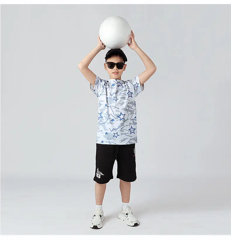 Kids Star Print T-Shirt Mint Green Boys Summer Wear — feature 45