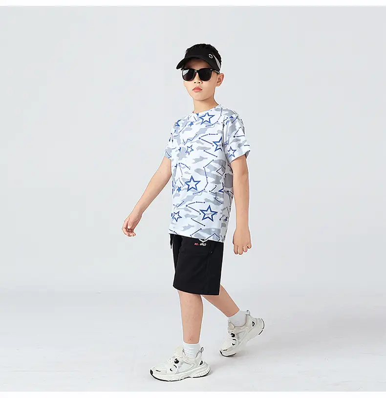 Kids Star Print T-Shirt Mint Green Boys Summer Wear — feature 46