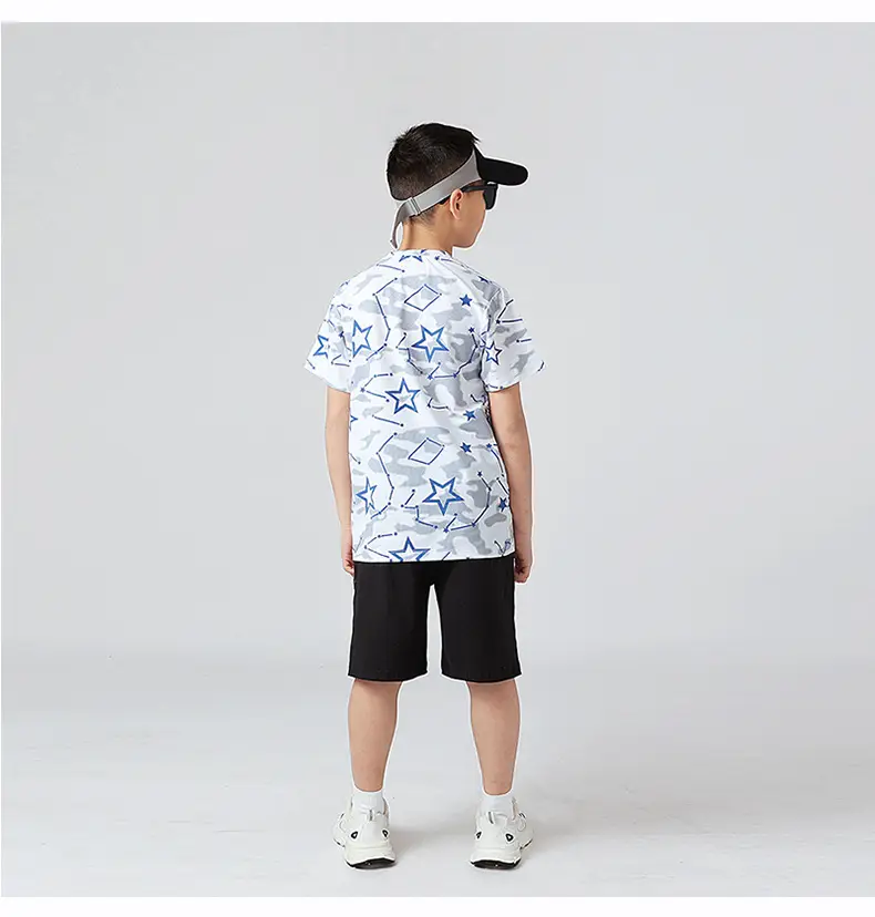 Kids Star Print T-Shirt Mint Green Boys Summer Wear — feature 47