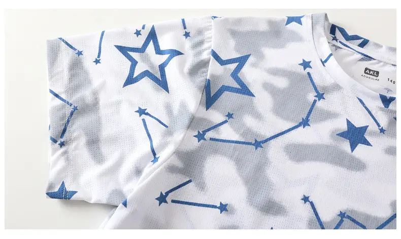 Kids Star Print T-Shirt Mint Green Boys Summer Wear — feature 57