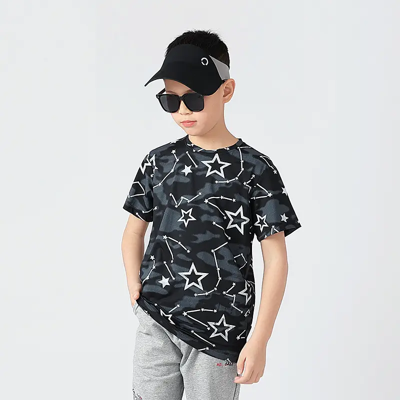 Kids Star Print T-Shirt Mint Green Boys Summer Wear - Image 3