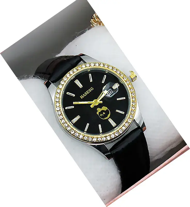 Women's Gold Crystal Bracelet Watch Set with Blue Strap - Image 13