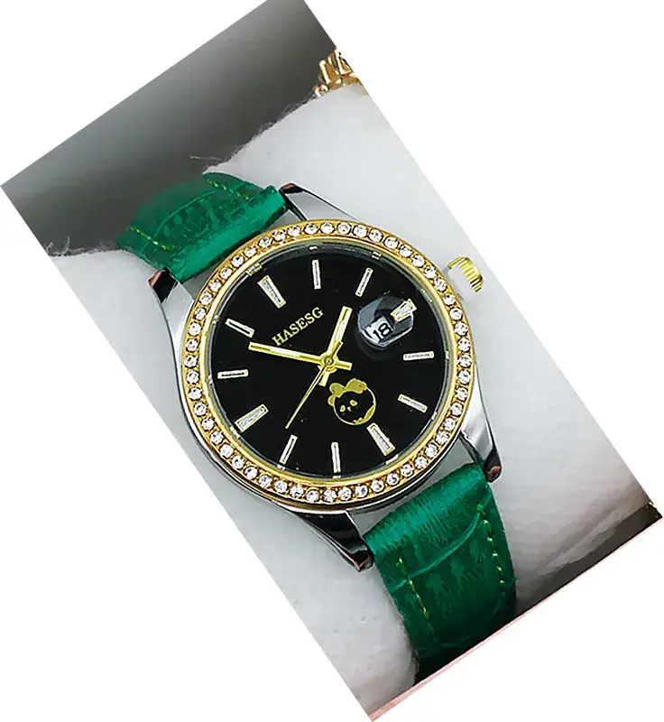 Women's Gold Crystal Bracelet Watch Set with Blue Strap - Image 15