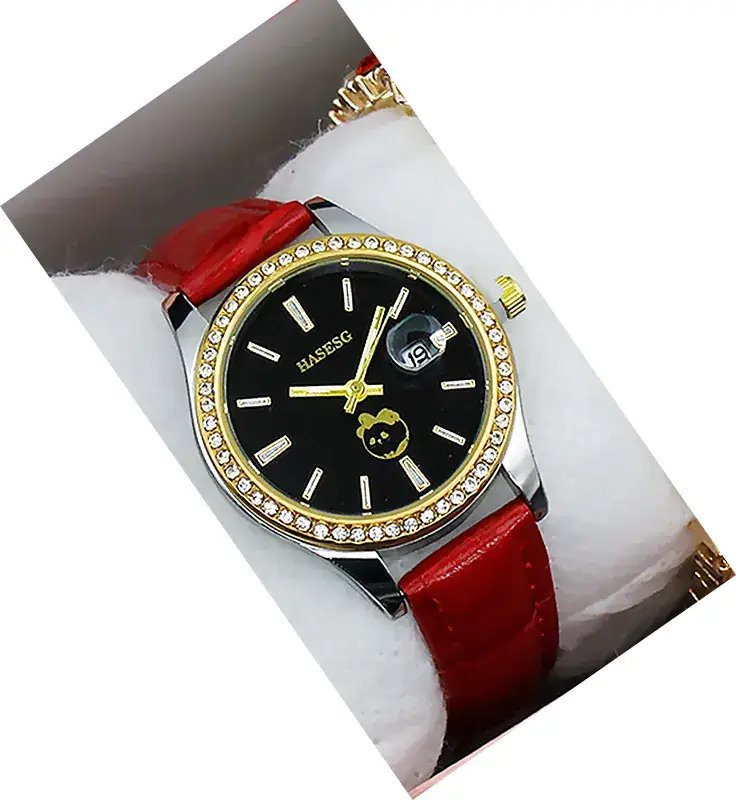 Women's Gold Crystal Bracelet Watch Set with Blue Strap - Image 16