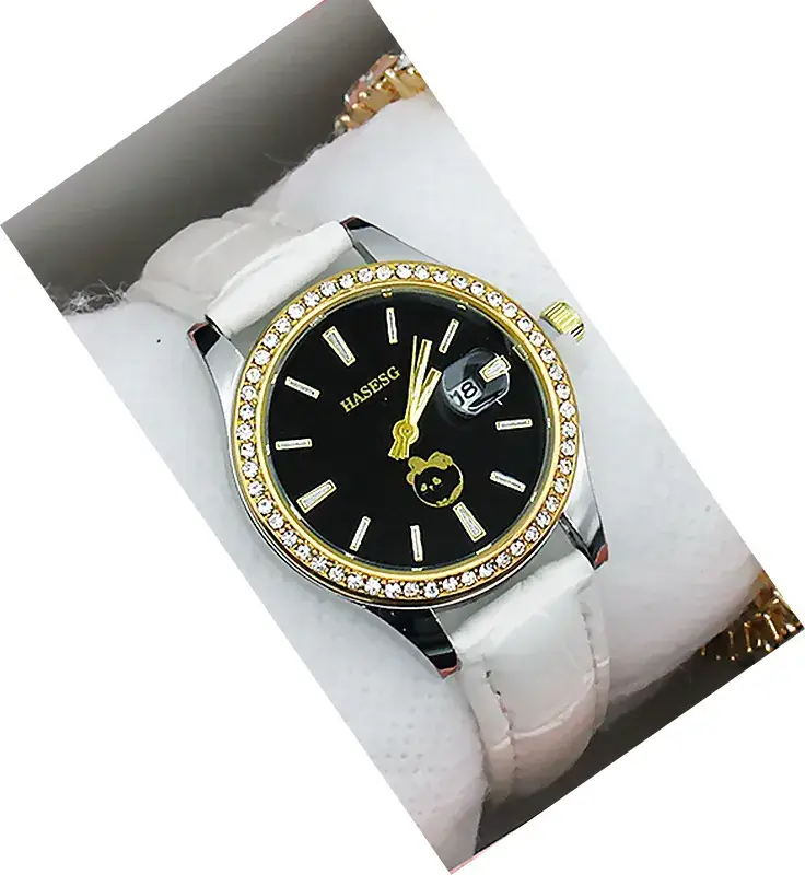 Women's Gold Crystal Bracelet Watch Set with Blue Strap - Image 17