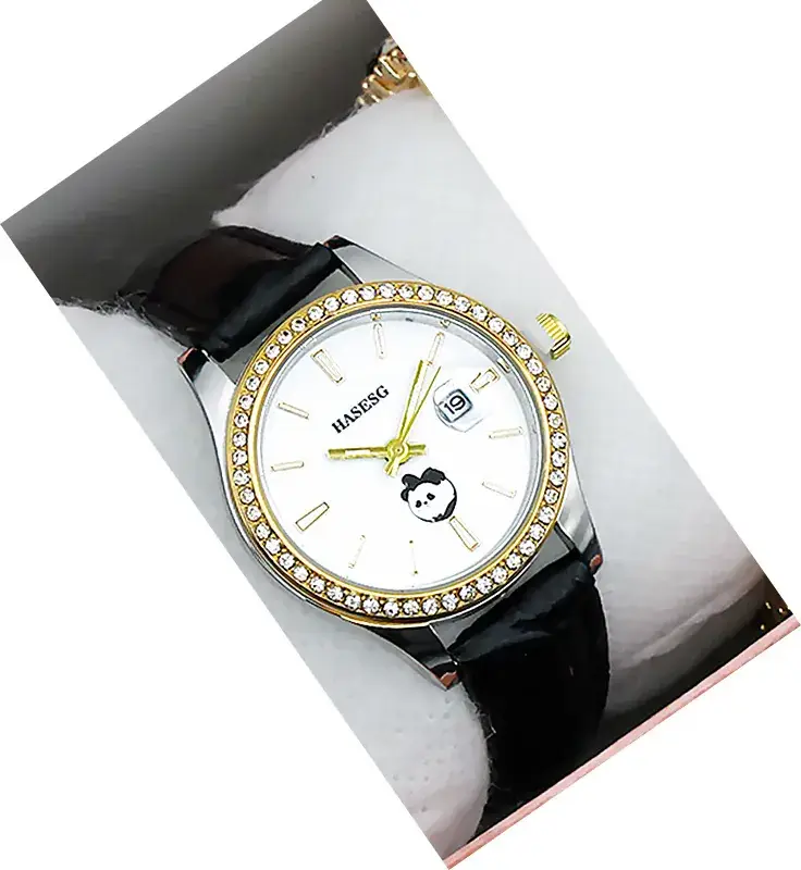 Women's Gold Crystal Bracelet Watch Set with Blue Strap - Image 19