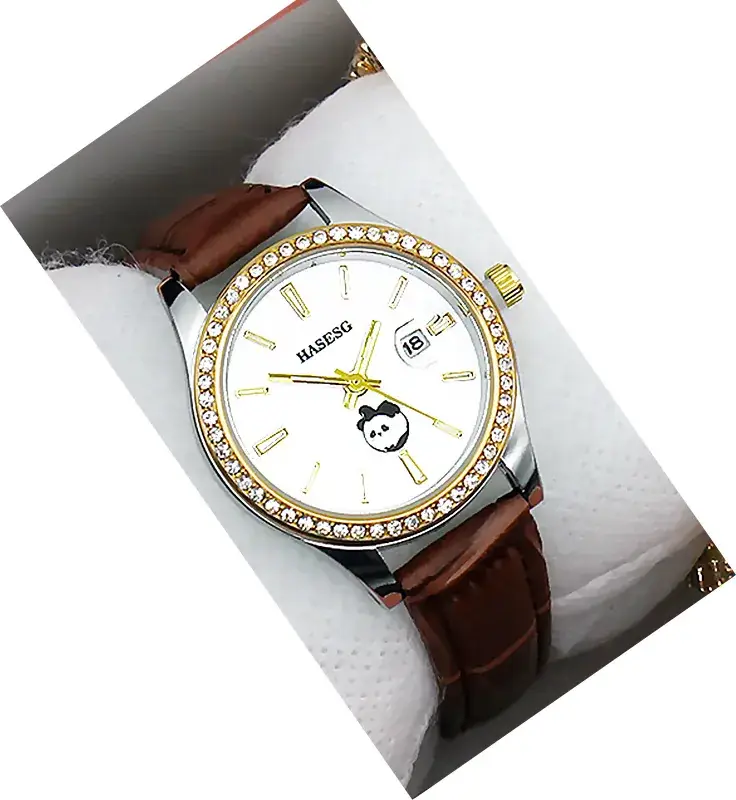Women's Gold Crystal Bracelet Watch Set with Blue Strap - Image 20