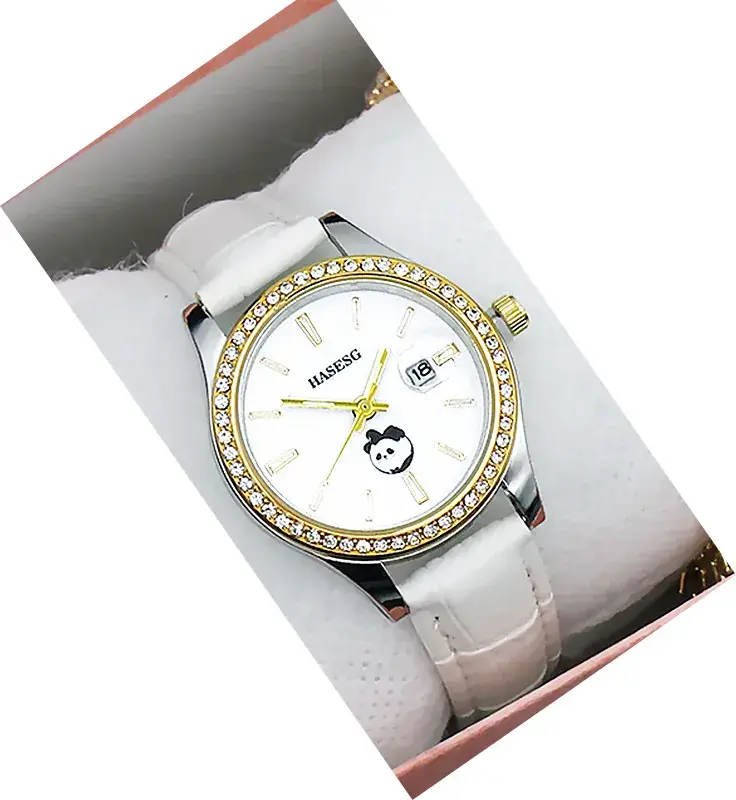 Women's Gold Crystal Bracelet Watch Set with Blue Strap - Image 23