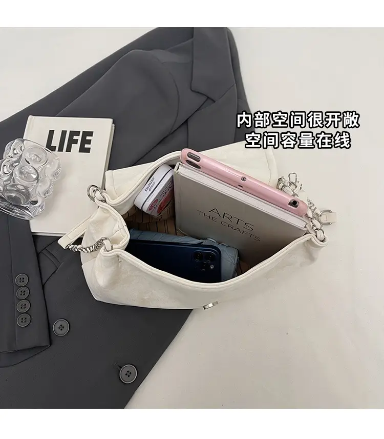 Pink Faux Leather Chain Shoulder Bag for Women — feature 11
