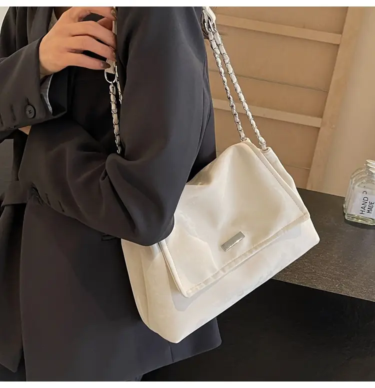 Pink Faux Leather Chain Shoulder Bag for Women — feature 28