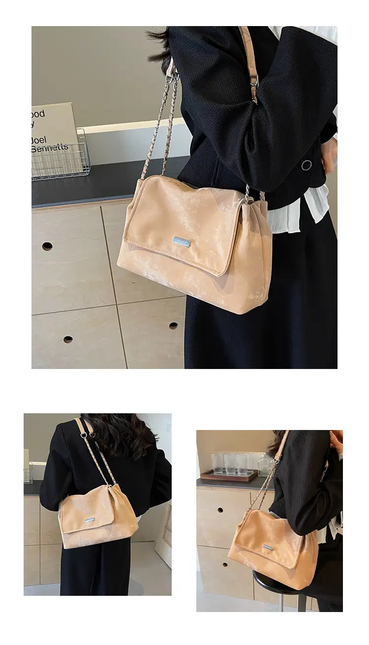 Pink Faux Leather Chain Shoulder Bag for Women — feature 3