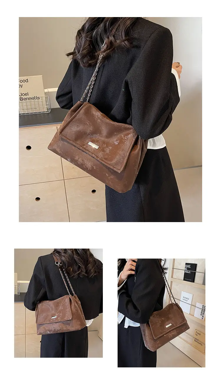Pink Faux Leather Chain Shoulder Bag for Women — feature 4