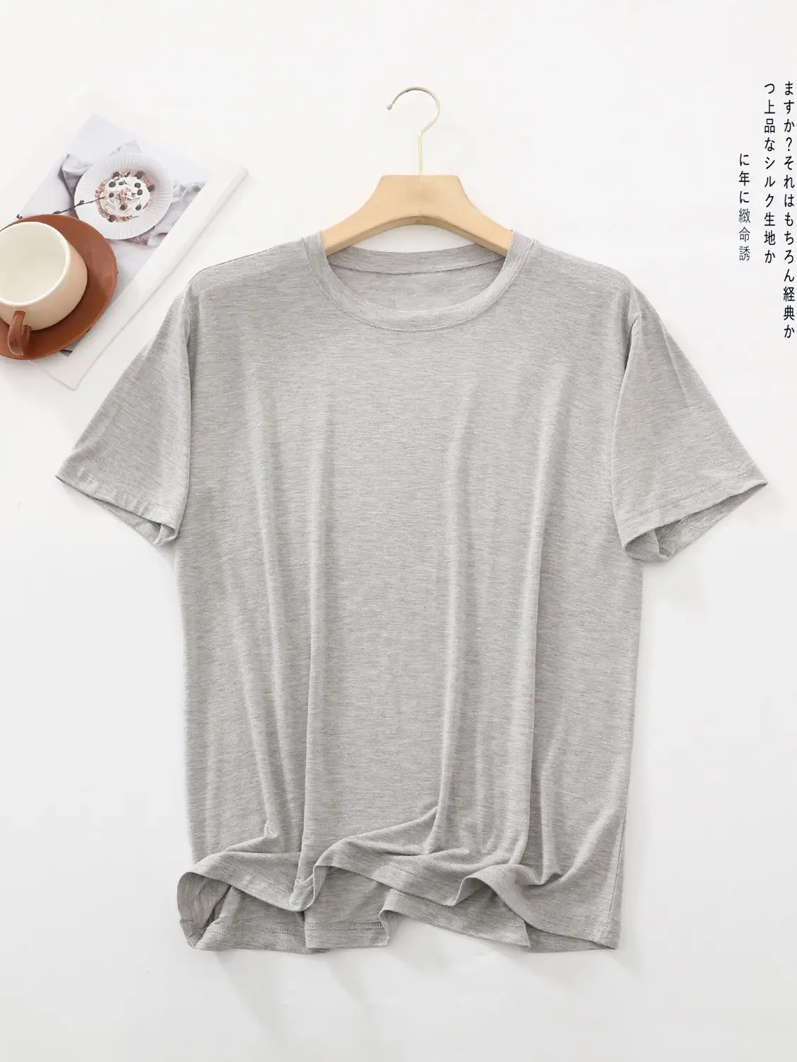 Men's short-sleeved T-shirt modal round neck loose casual home summer thin slim fit high elastic plus size half sleeve