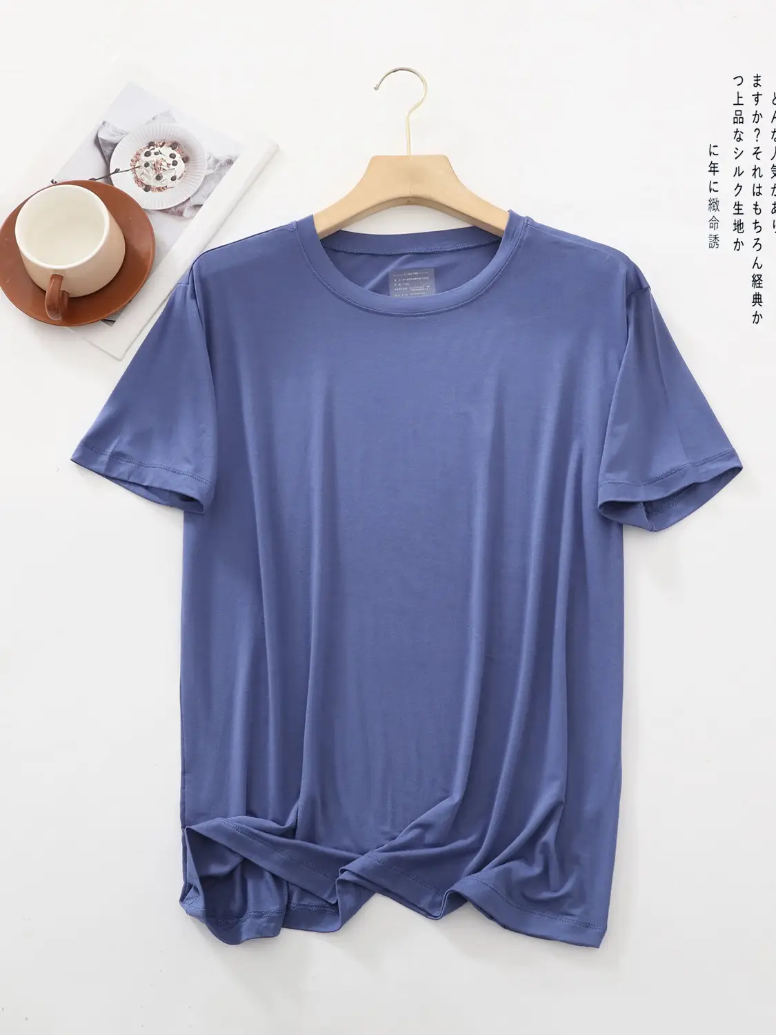 Men's short-sleeved T-shirt modal round neck loose casual home summer thin slim fit high elastic plus size half sleeve