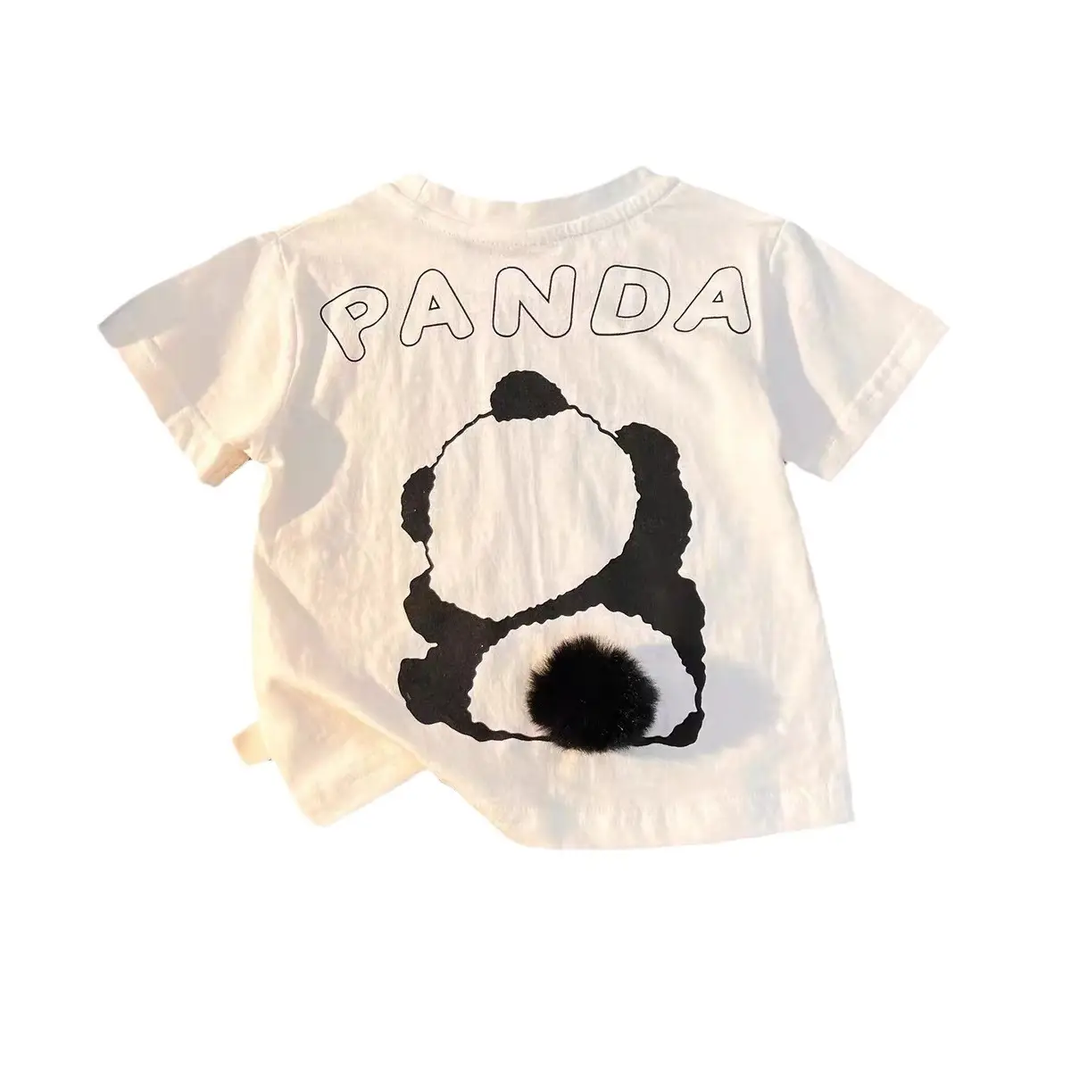 Boys Cotton Panda Print T-Shirt White Medium Small - Image 5