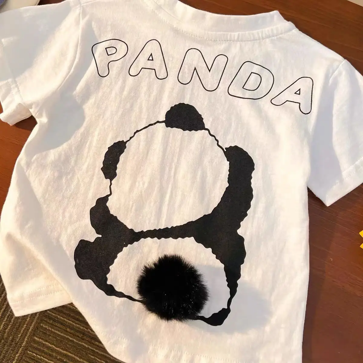 Boys Cotton Panda Print T-Shirt White Medium Small — feature 3
