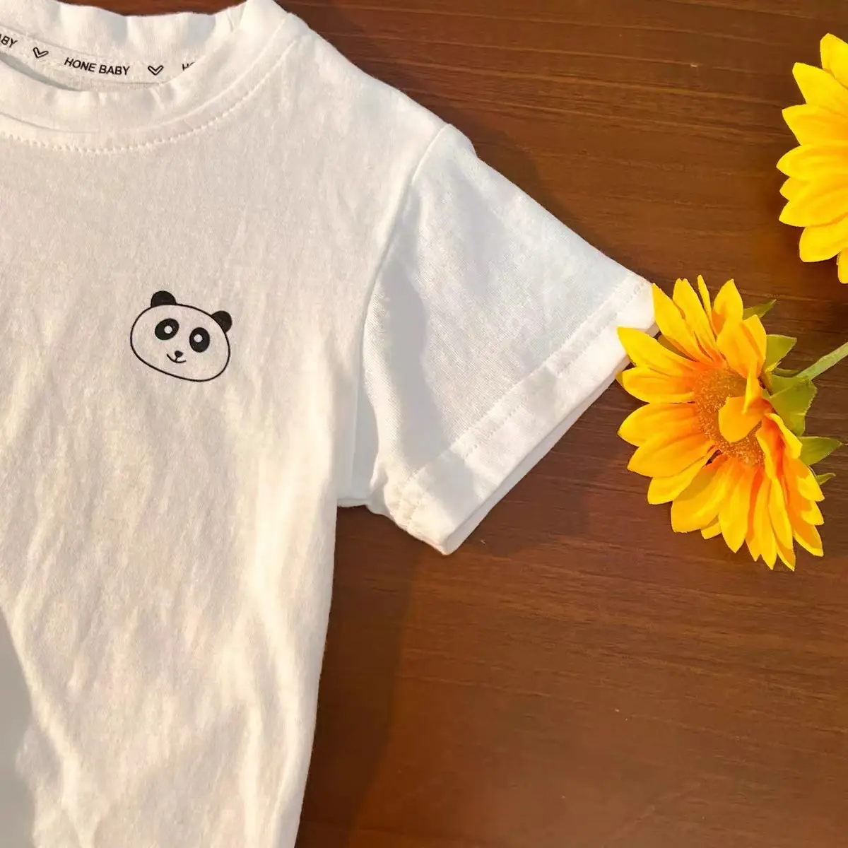 Boys Cotton Panda Print T-Shirt White Medium Small — feature 5