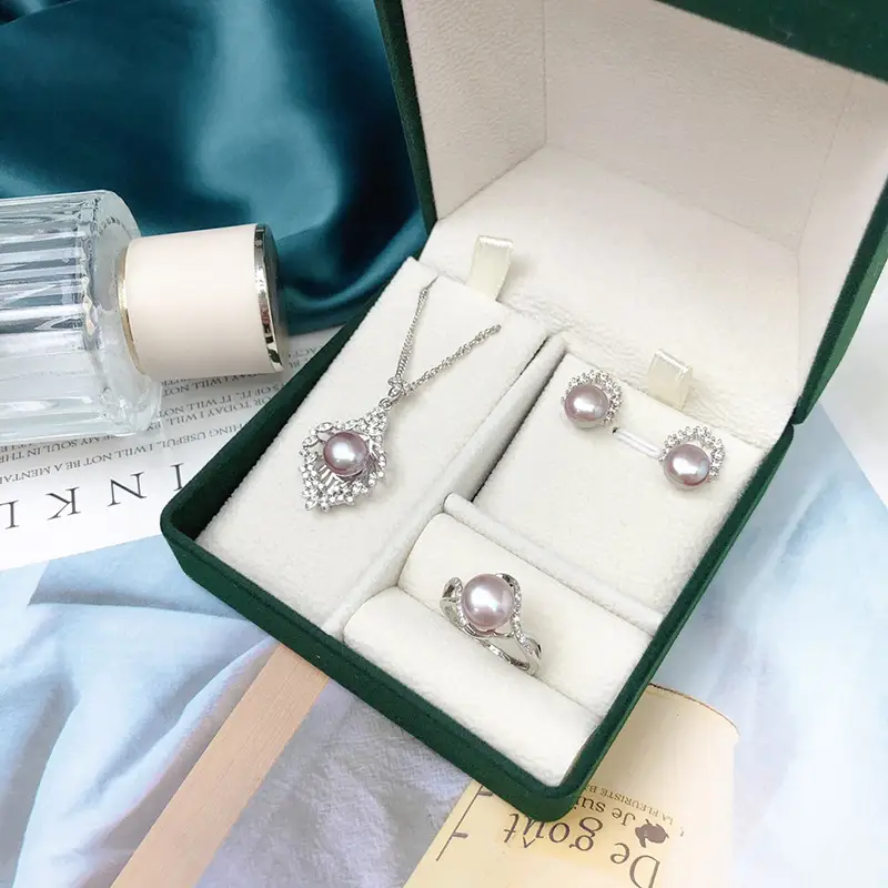 New Freshwater Pearl Three-Piece Set Pendant Ring Earrings - Image 6