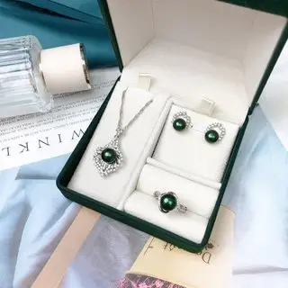 New Freshwater Pearl Three-Piece Set Pendant Ring Earrings - Image 4