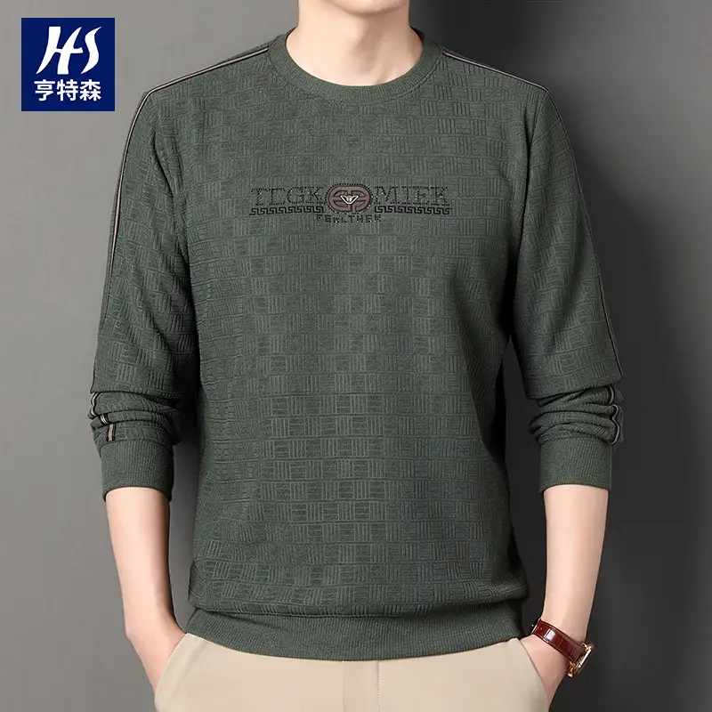 Men Navy Printed Sweatshirt Round Neck Striped - Image 6