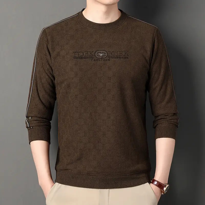 Men Navy Printed Sweatshirt Round Neck Striped - Image 7