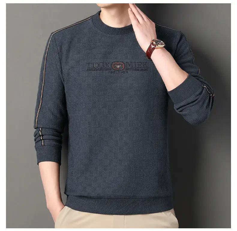 Men Navy Printed Sweatshirt Round Neck Striped — feature 16