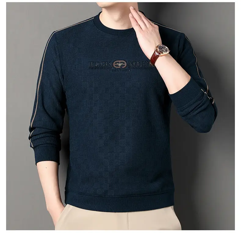 Men Navy Printed Sweatshirt Round Neck Striped — feature 17