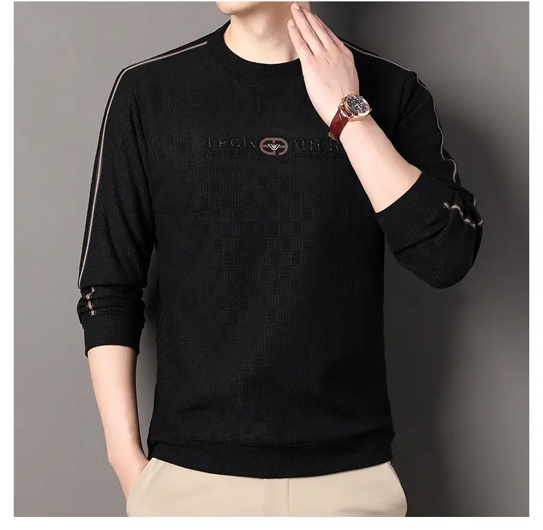 Men Navy Printed Sweatshirt Round Neck Striped — feature 19