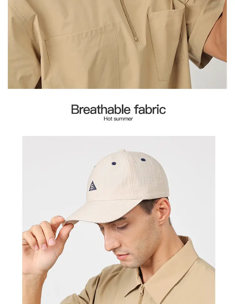 Men's Baseball Cap Sunscreen Black Beige 5oz — feature 13