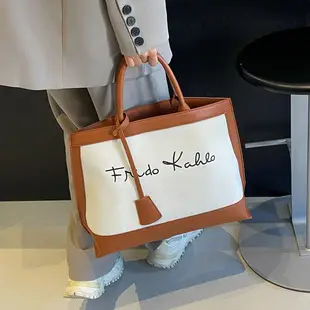 Canvas Printed Letter Shoulder Bag Large Capacity Yellow — feature 29