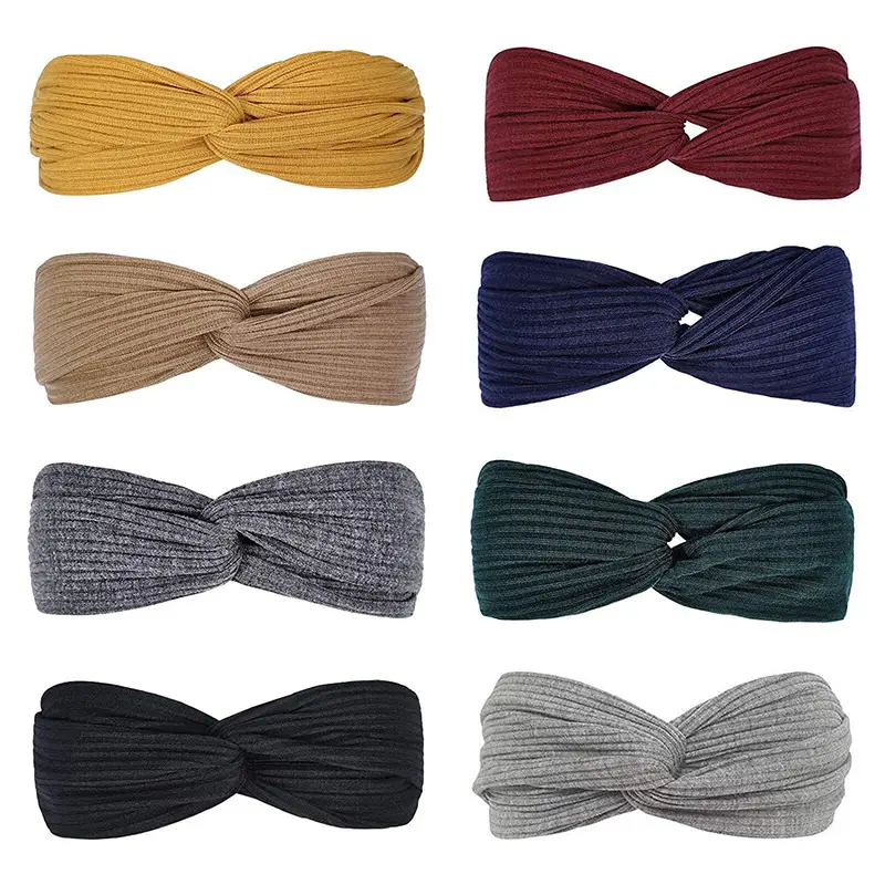 Women's Dark Blue Knitted Bow Headband - Image 10