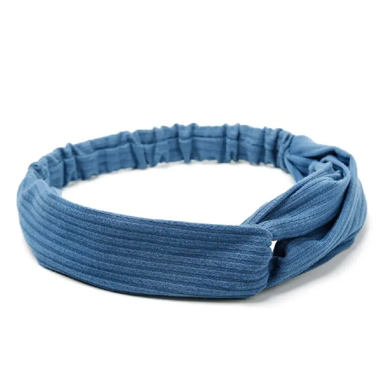 Women's Dark Blue Knitted Bow Headband - Image 13