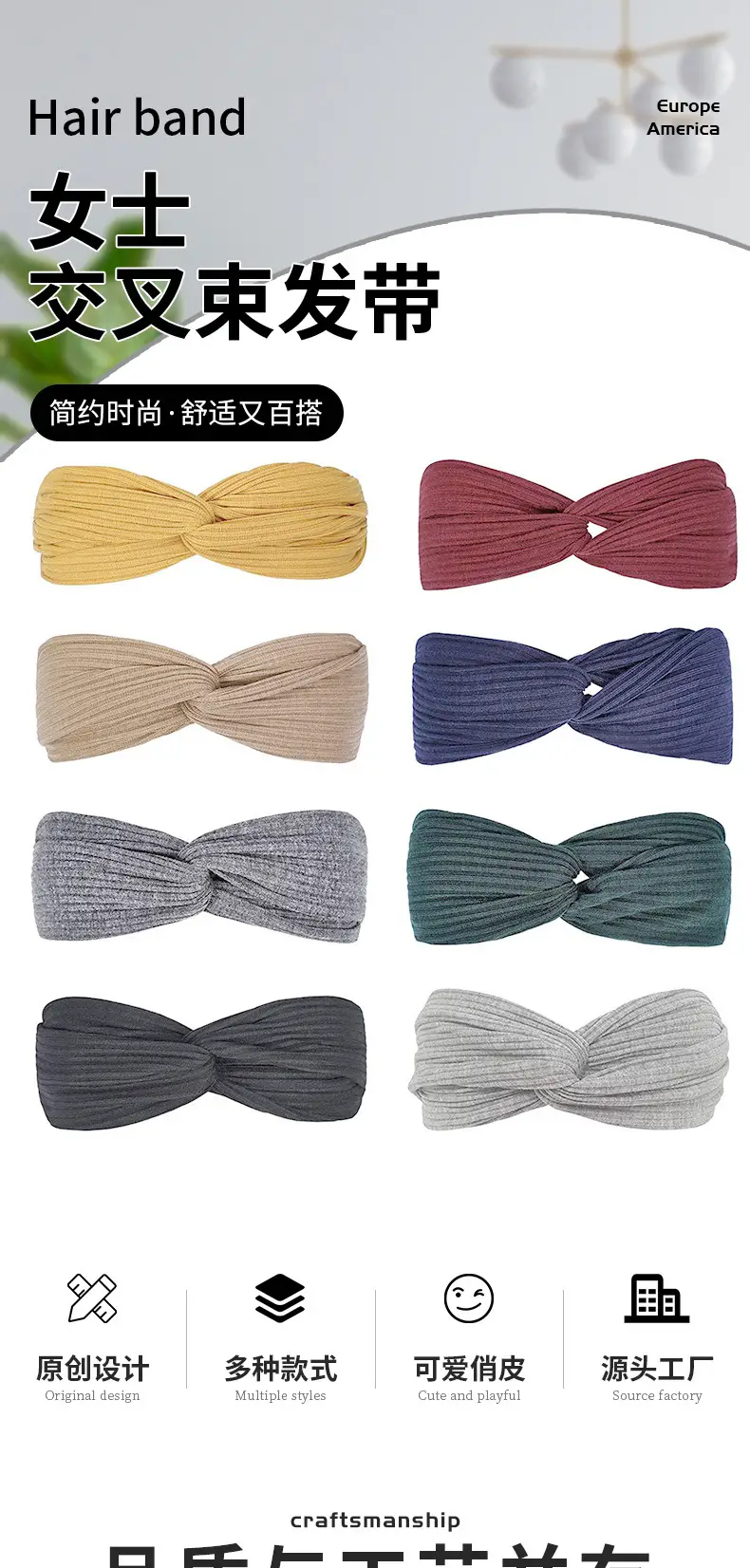 Women's Dark Blue Knitted Bow Headband — feature 1
