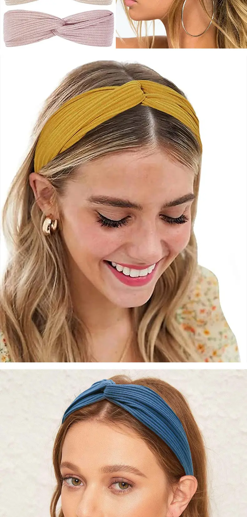 Women's Dark Blue Knitted Bow Headband — feature 6