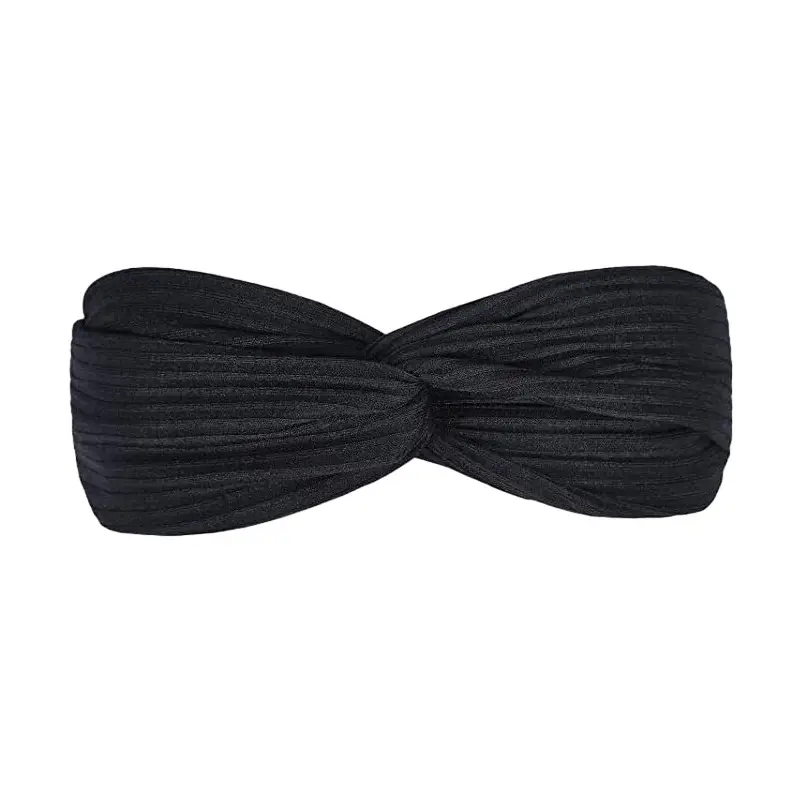 Women's Dark Blue Knitted Bow Headband - Image 6